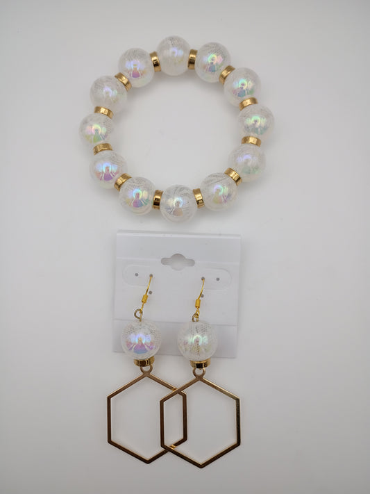 B & B white iridescent